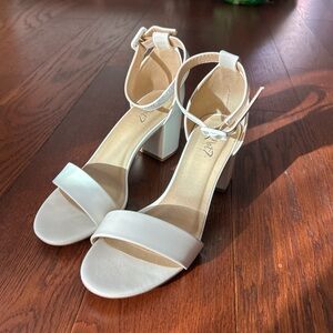 Elegant White Block Heel Sandals